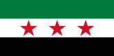 Die ehemalige syrische Flagge von 1932 bis 1958 und von 1961 bis 1963, die nun von der syrischen Opposition wieder benutzt wird.